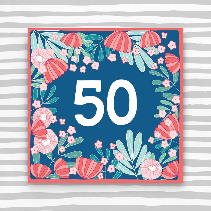 50th Birthday Card - Floral Birthday Card (CK23)