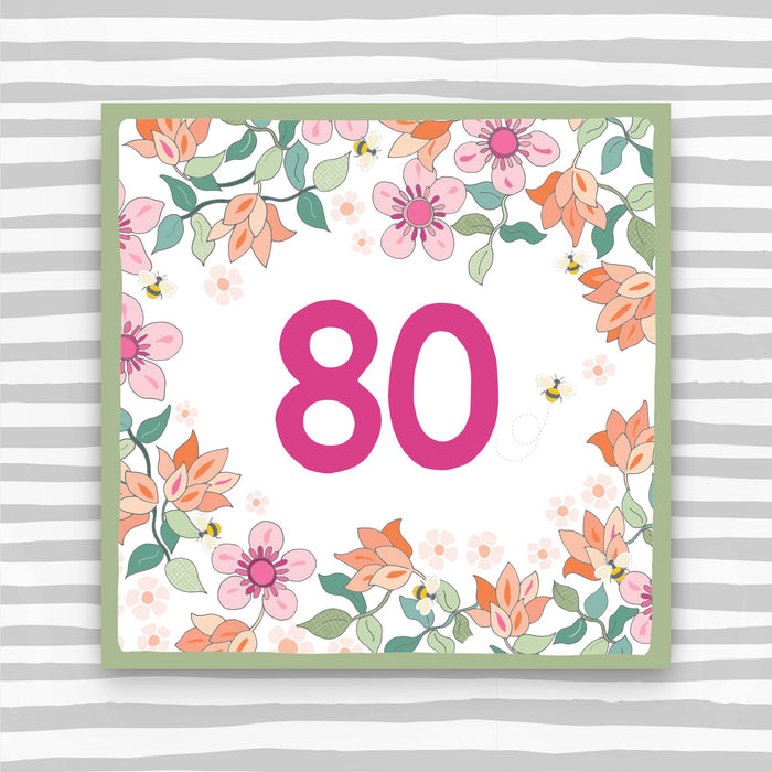 80th Birthday Card - Floral Birthday Card (CK26)