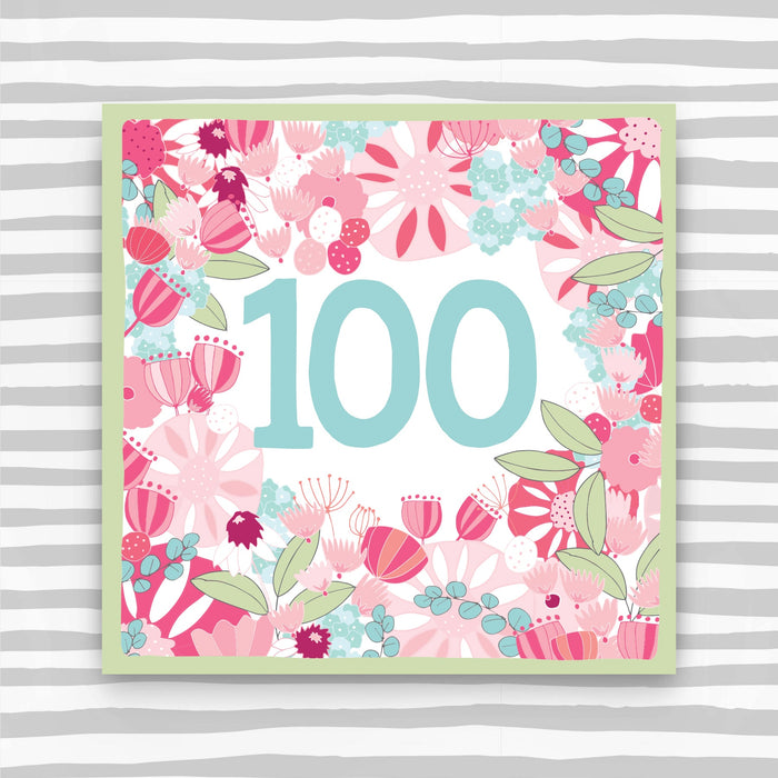 100th Birthday Card - Floral Birthday Card (CK28)