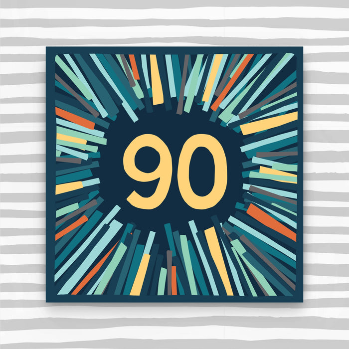 90th Birthday Card - Male Pattern Birthday Card (CK37)